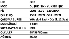 MERCURE LEDLİ FENER (KAFA LAMBASI) MC-6544 ŞARJLI