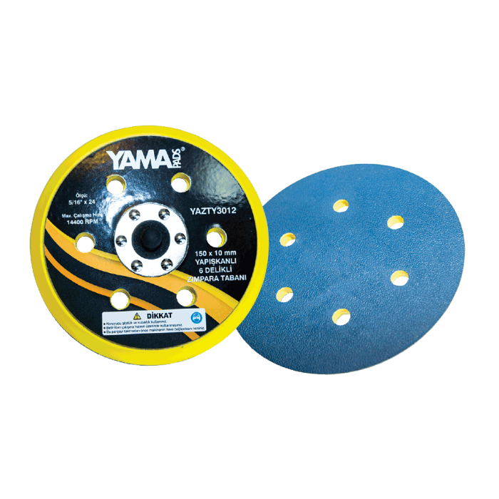 6.0'' 150x10 mm. 6 Delikli Yapışkanlı Zımpara Tabanı